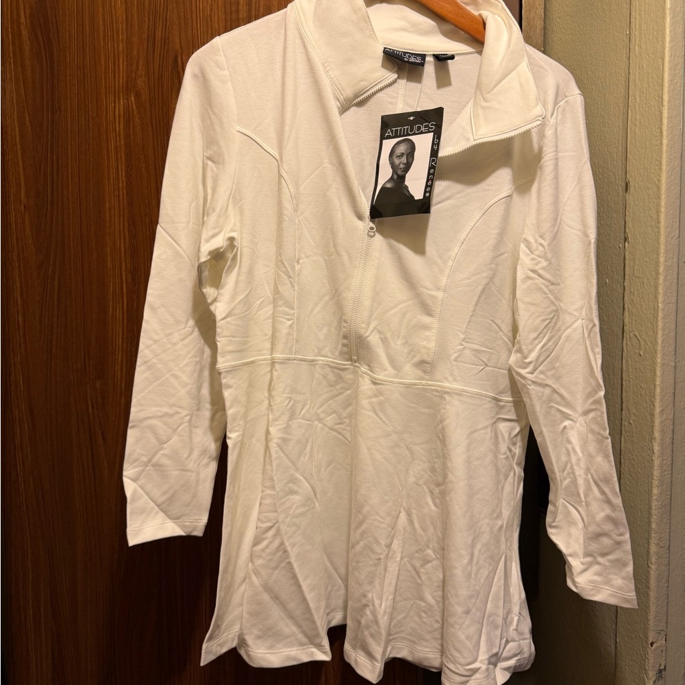 Attitudes by Renee Cream Zip-Up Jacket